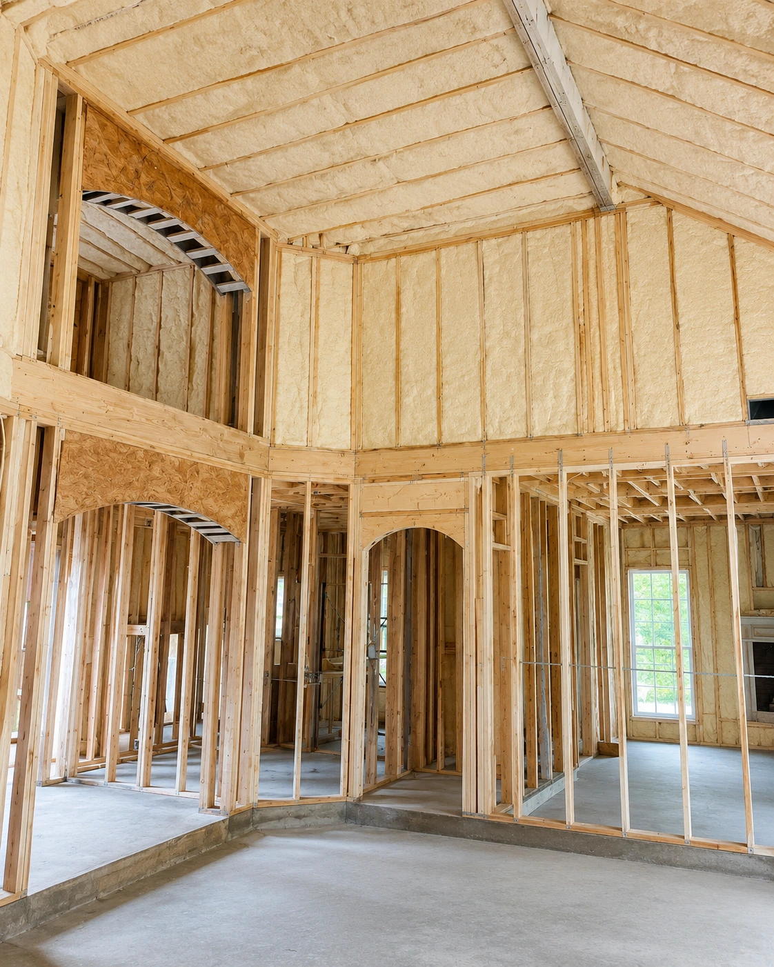 Living room framing before reconstruction